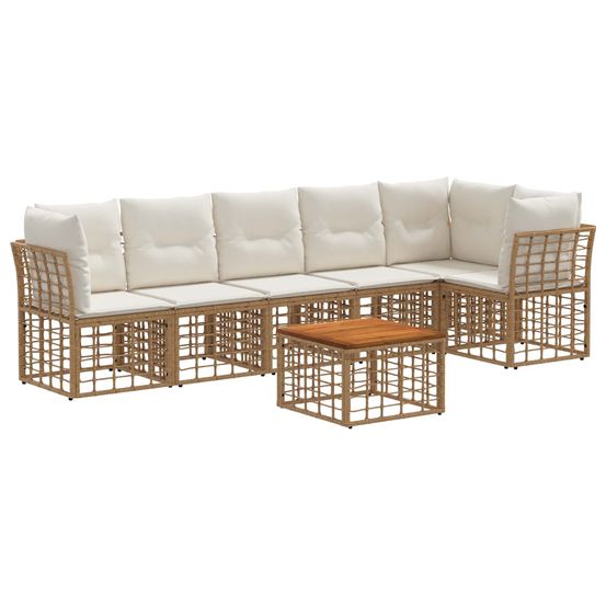 Ensemble de canapé de jardin 7 pc blanc naturel et crème