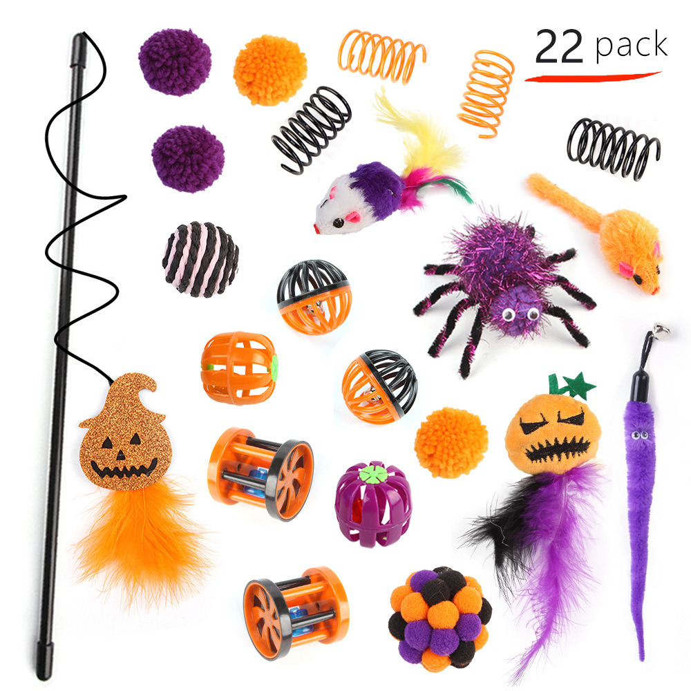 Ensemble de baguettes pour chat d'halloween - citrouille