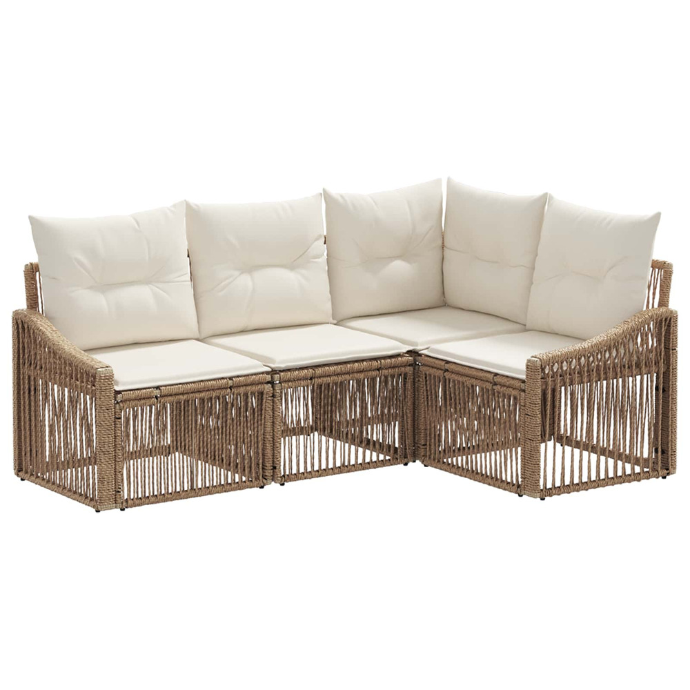 Ensemble de canapé de jardin 4 pcs beige polyrotin