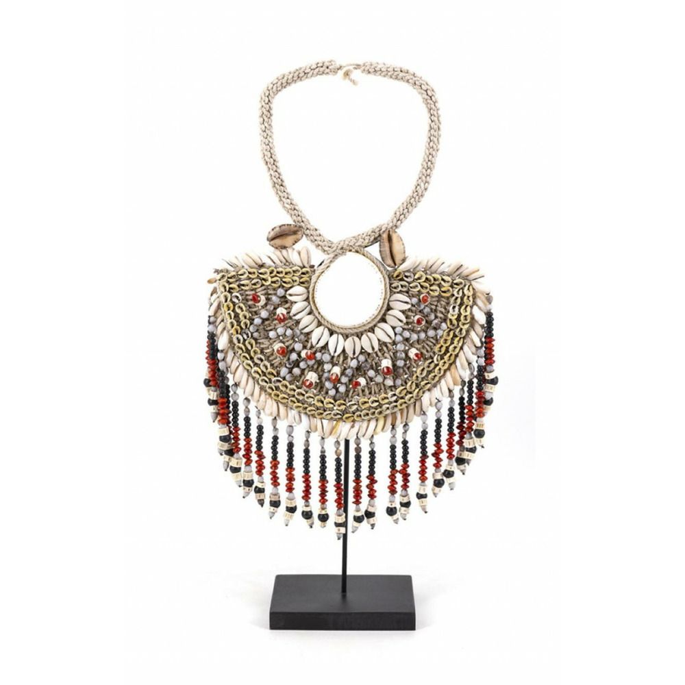 Sculpture collier coquilles corde multicolore coquilles multicolore - décoration d'autrefois