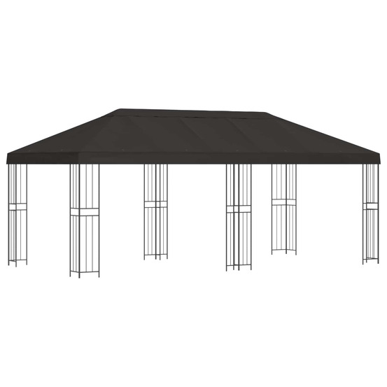 Gazebo avec murs latéraux 6 x 3 m anthracite polyester et acier