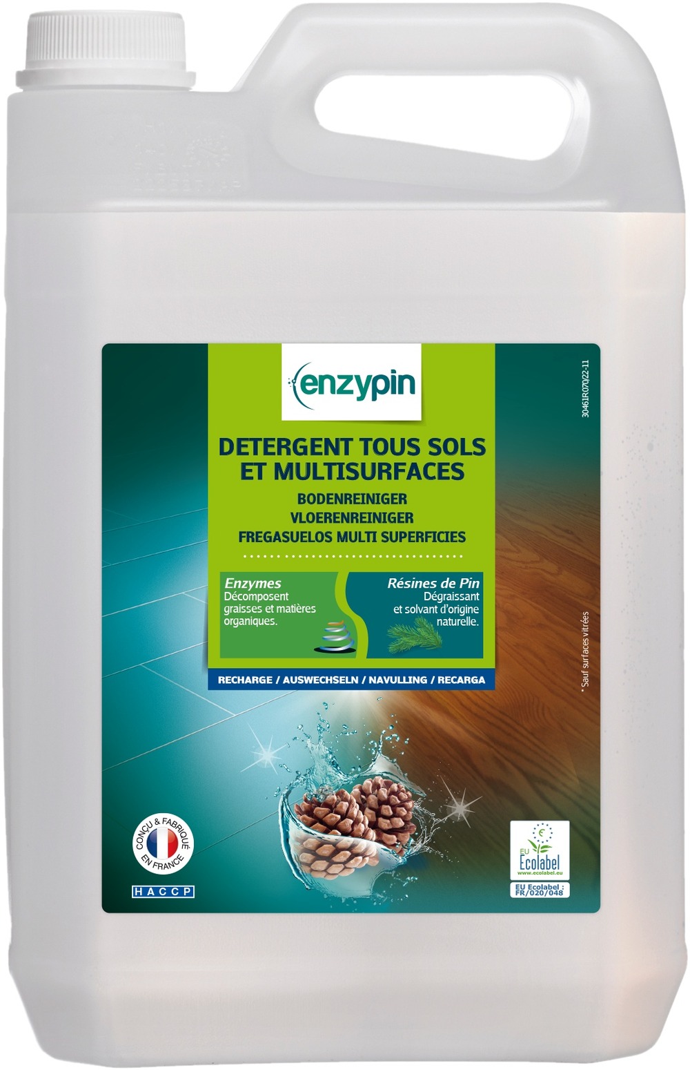 Enzypin détergent sols & surfaces & vitre bidon de 5l - action pin