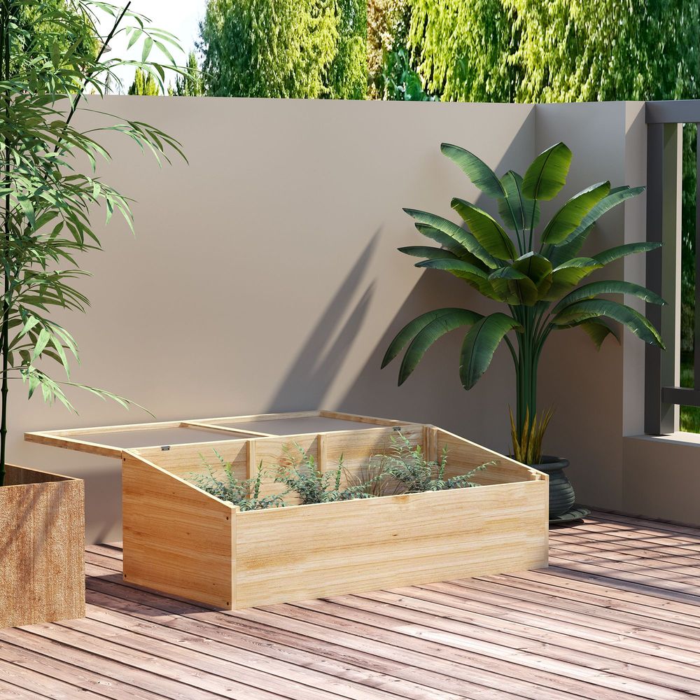 Châssis de jardin en sapin et polycarbonate 100 x 50 x 35 cm naturel pour semis - comfortxl outdoor living