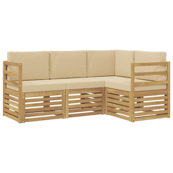 Ensemble de canapés d'extérieur 4 pc blanc et beige polyester