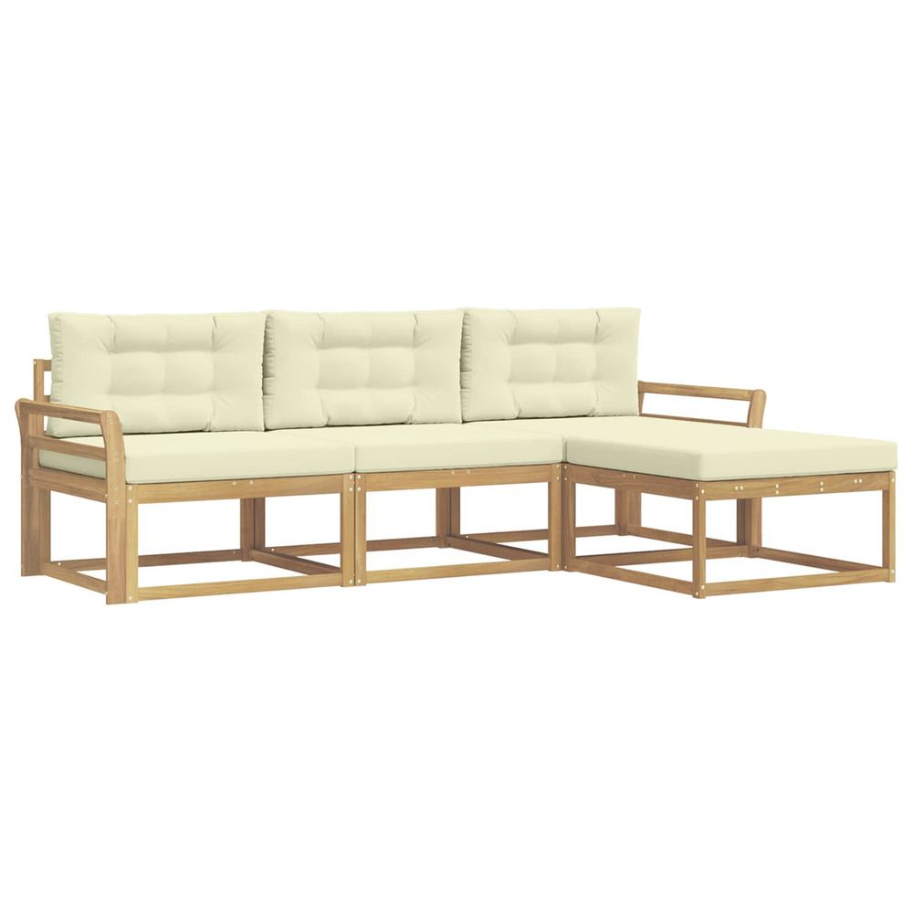 Ensemble de canapés d'extérieur 4 pc blanc et crème polyester