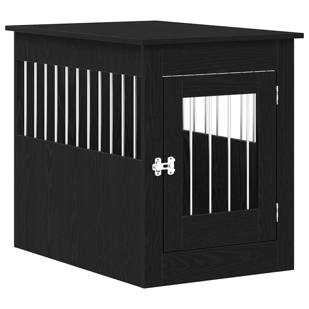 Meuble pour cage à chien en chêne noir 55 x 80 x 68 cm en bois d'ingénierie