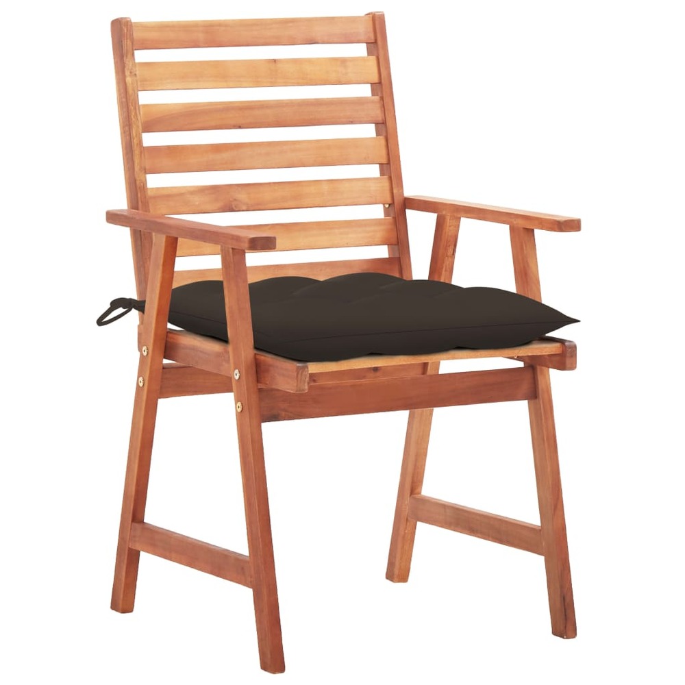Chaises à manger d'extérieur lot de 2 et coussins acacia massif