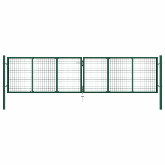 Portail de jardin en acier grillagé 400 x 75 cm vert