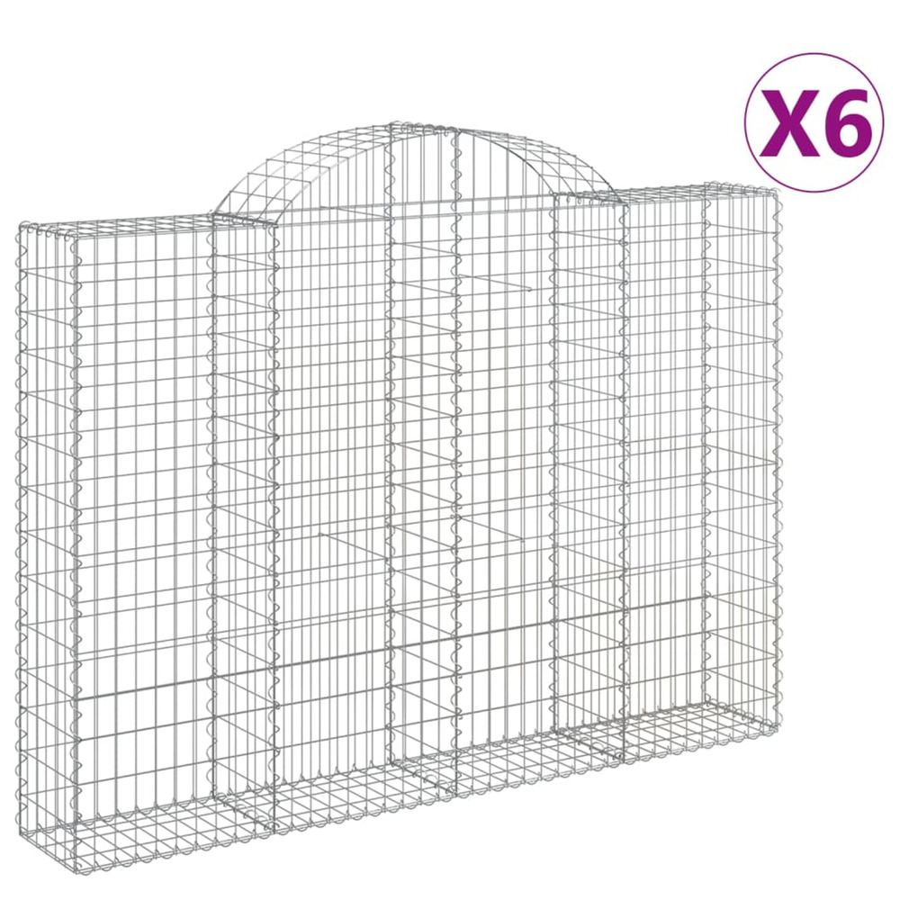 Paniers à gabions arqués 6 pcs 200x30x140/160 cm fer galvanisé