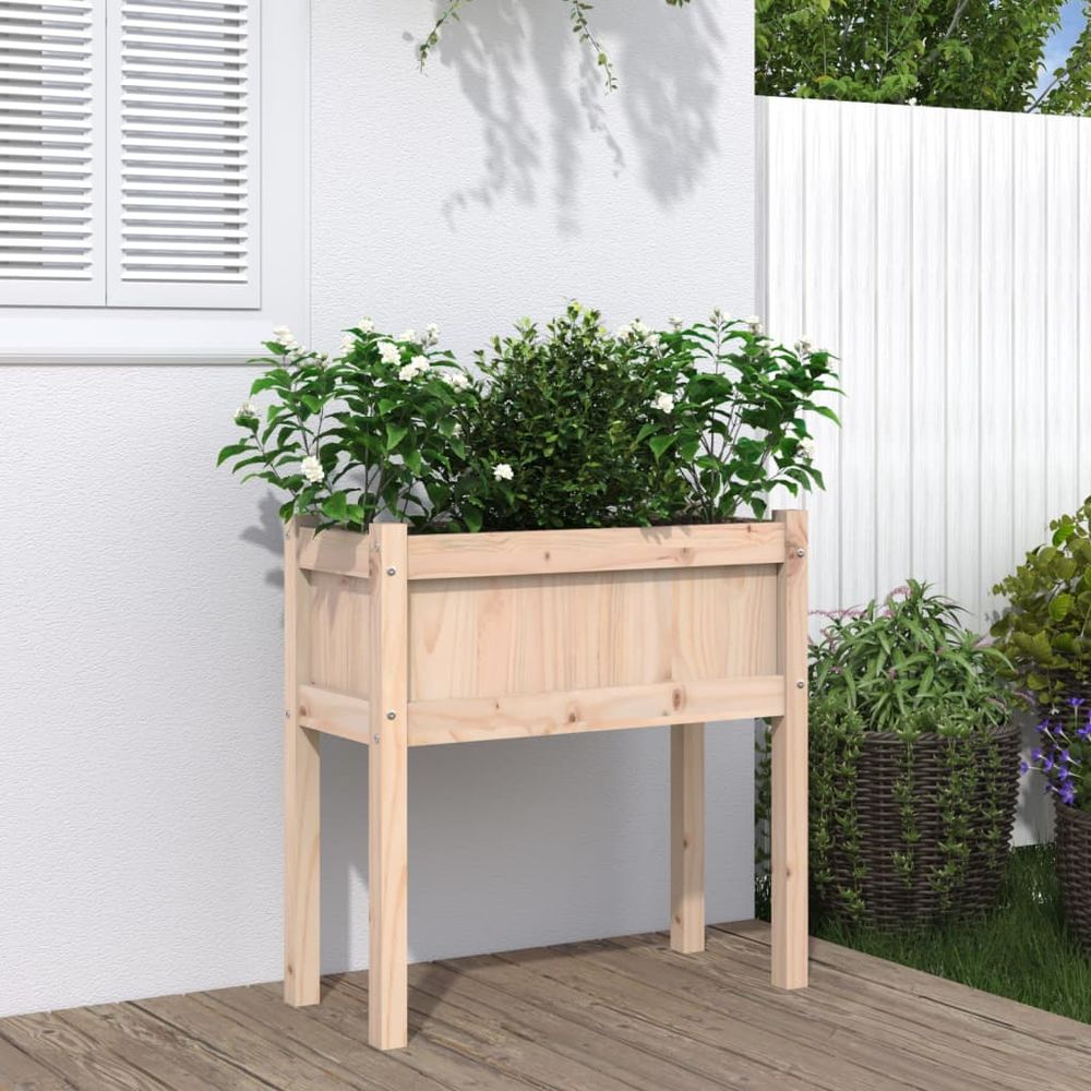 Jardinière surélevée en bois de pin 70x31x70 cm pour potager balcon terrasse