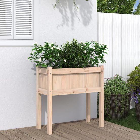 Jardinière surélevée en bois de pin 70x31x70 cm pour potager balcon terrasse