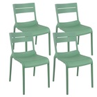 Lot de 4 chaises de terrasse en plastique vert sauge