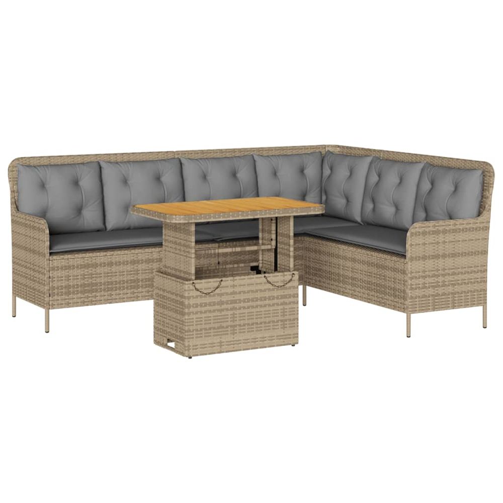 Salon de jardin avec coussins 2 pcs beige résine tressée