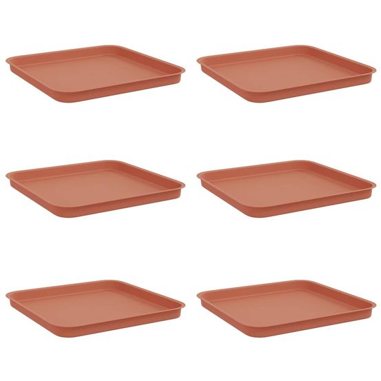 Plateau carré à fleurs 6 pc rouge brique 32 x 32 x 2,5 cm