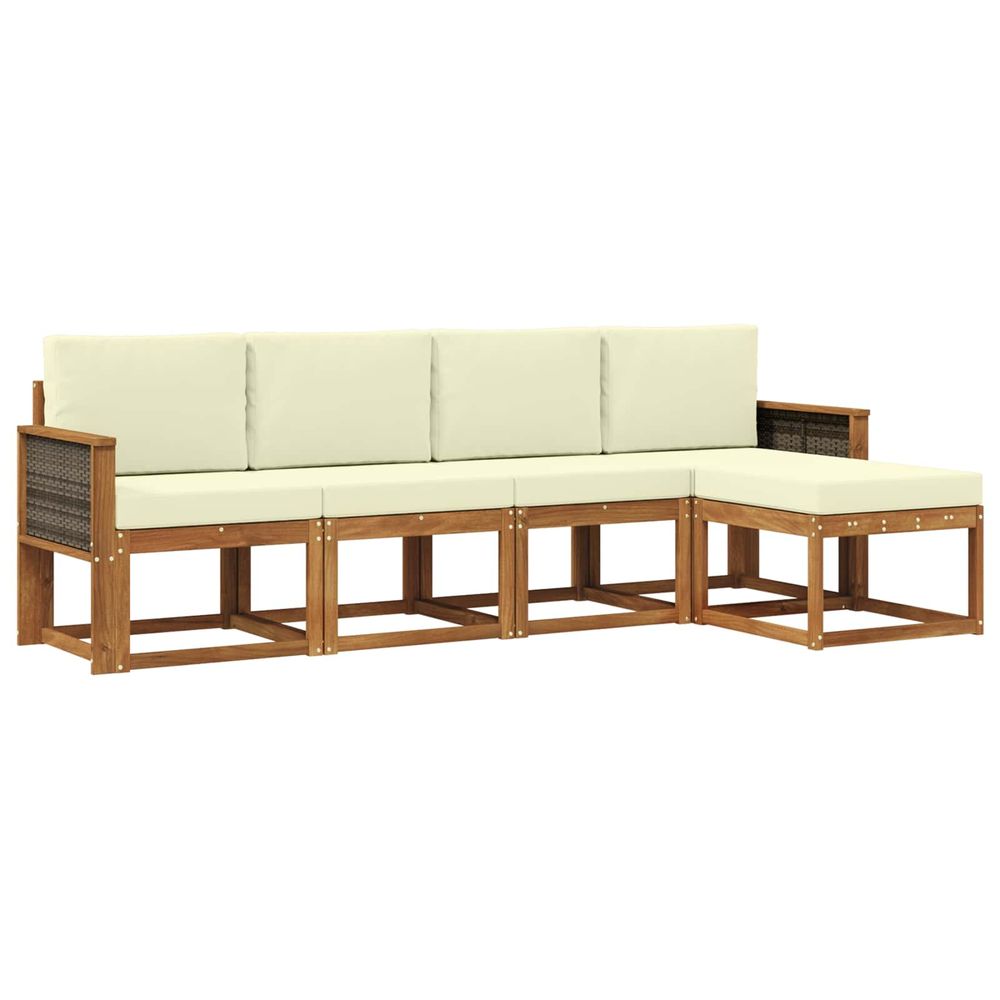 Ensemble de canapés d'extérieur 5 pc naturel et crème polyester