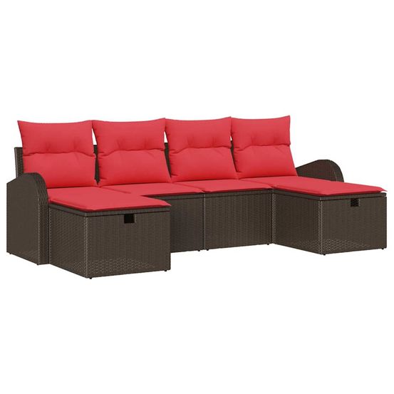 Ensemble de canapé de jardin 6 pc marron polyrotin