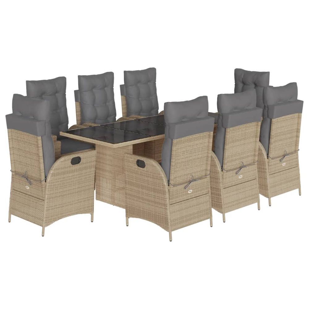 Ensemble à manger de jardin et coussins 9 pcs mélange beige