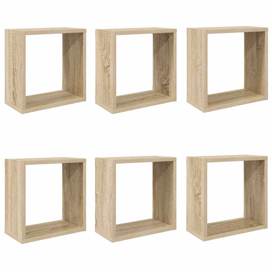 Étagères cube murales 6 pcs chêne sonoma 30x15x30 cm