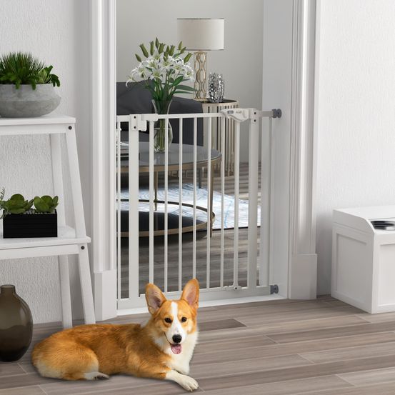 Barrière sécurité chien métal porte escalier auto-close 74-80 cm blanc - comfortxl pet living