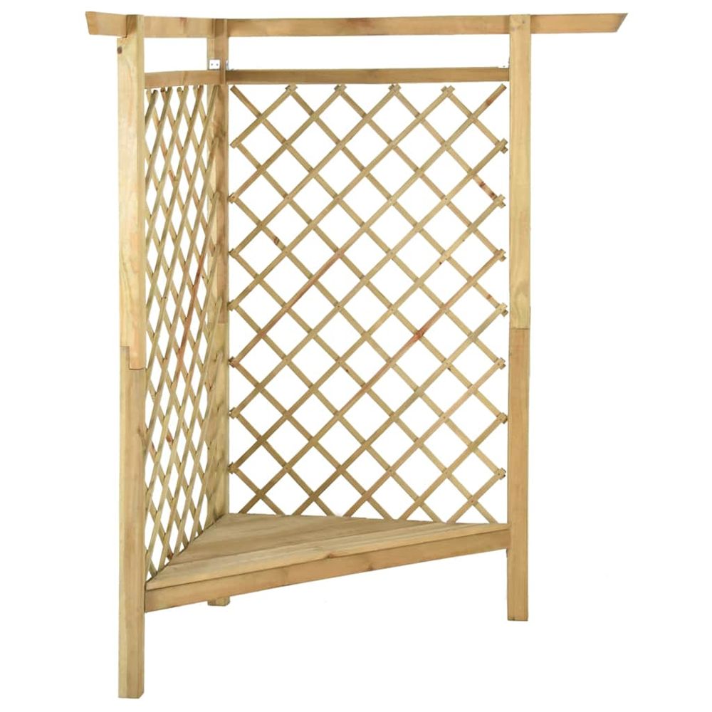 Pergola d'angle avec banc 166x81x174 cm bois de pin imprégné