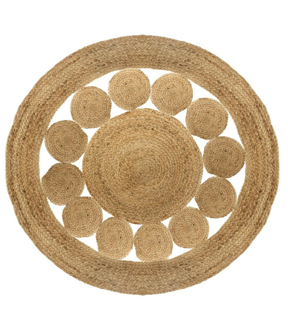 Tapis rond ajouré en jute d 120 cm