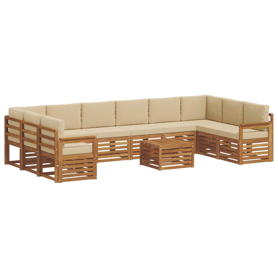 Ensemble de canapé d'angle avec coussin 11 pcs naturel et beige