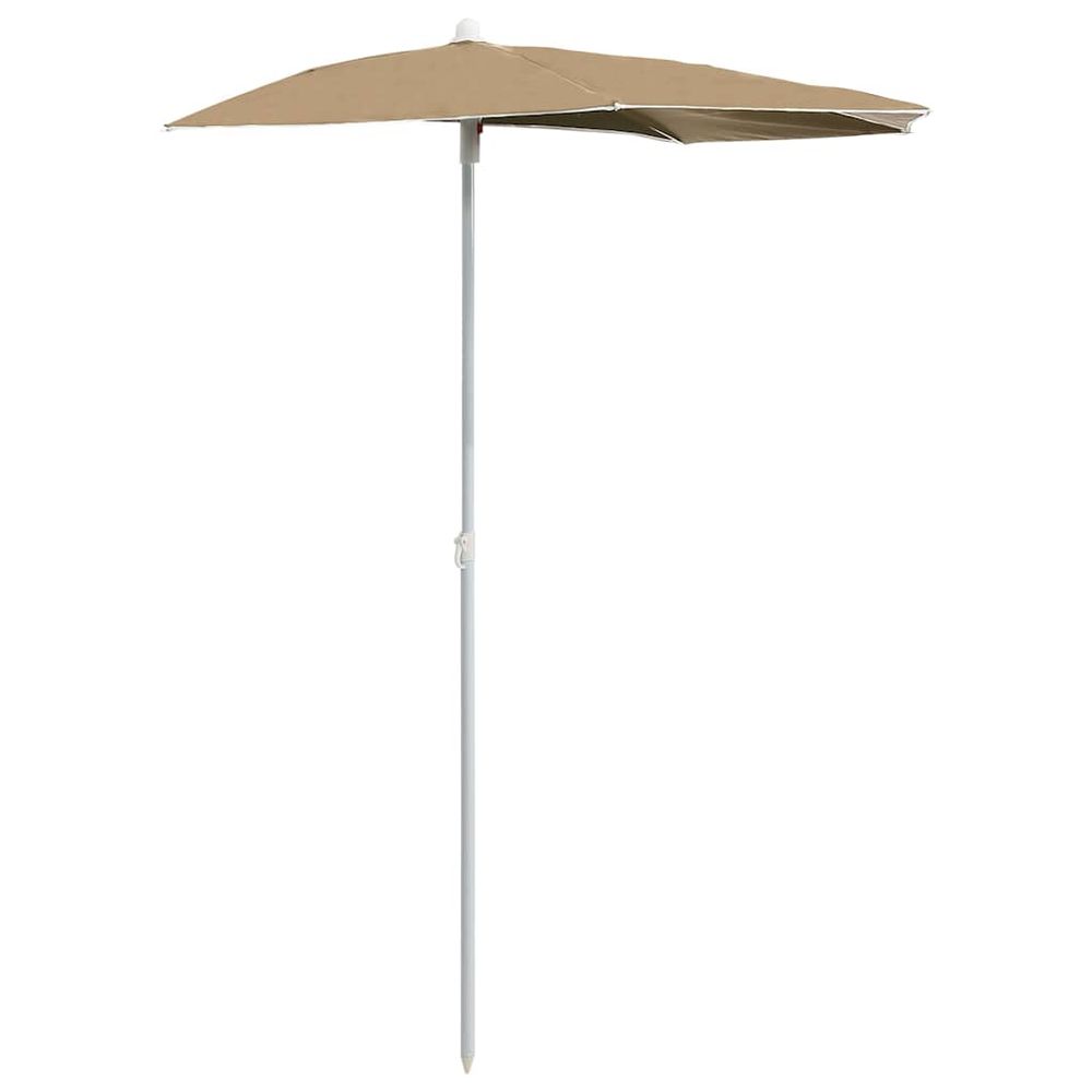 Demi-parasol de jardin avec mât 180x90 cm taupe