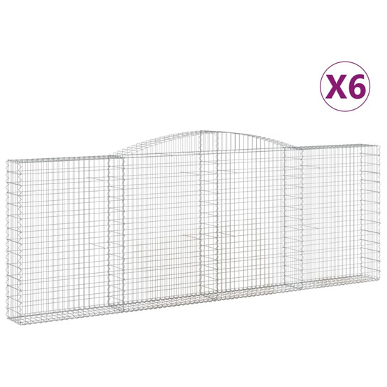 Paniers à gabions arqués 6 pcs 400x30x140/160 cm fer galvanisé