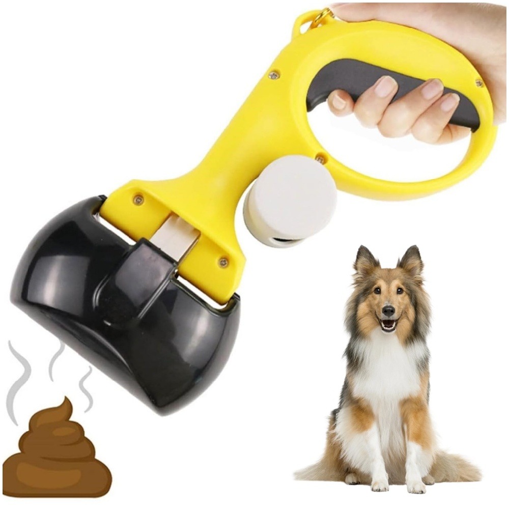 Pooper scooper hygiénique pour chiens jaune et noir pratique