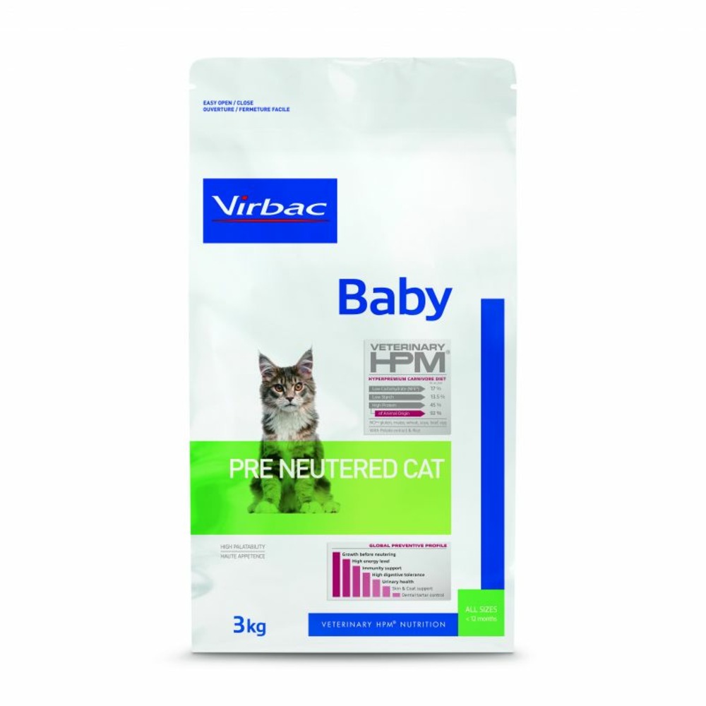 Croquettes chat veterinary hpm cat baby pre neutered - virbac 3 kg