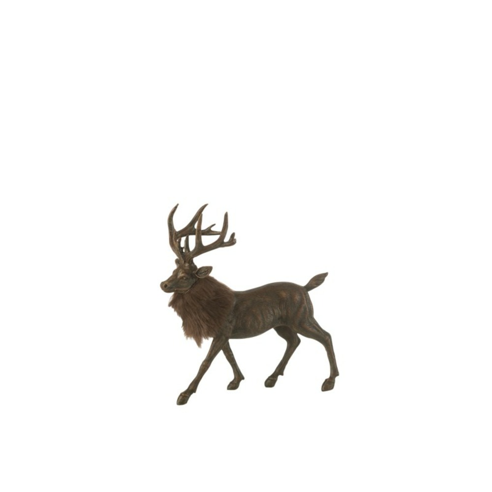 Cerf debout en polyrésine marron 23x8x24 cm
