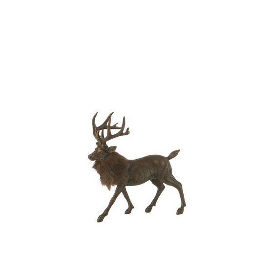 Cerf debout en polyrésine marron 23x8x24 cm