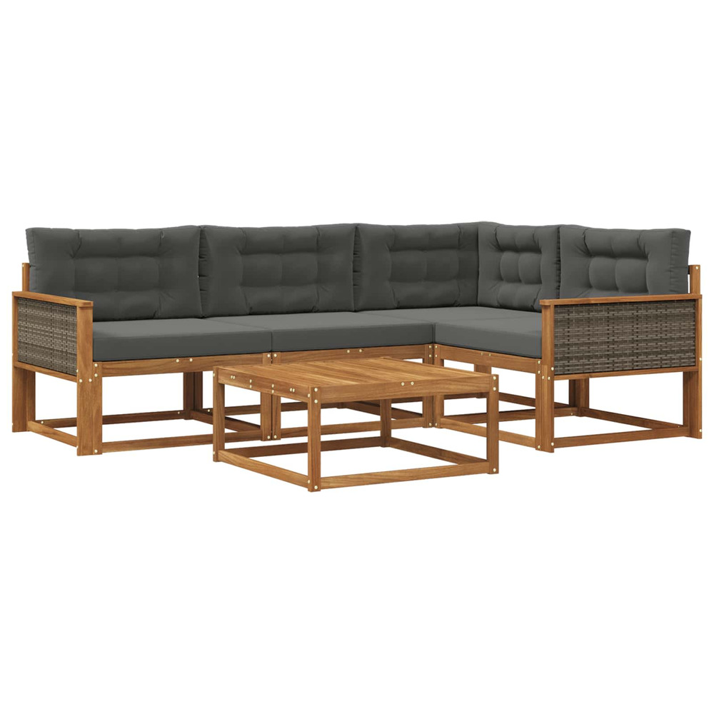 Ensemble de canapés d'extérieur 5 pcs naturel et anthracite