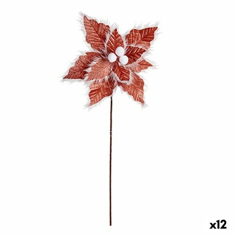 Fleur décorative blanc rouge 15 x 4 x 77 cm (12 unités)