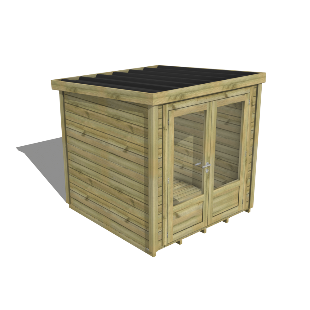 Abri de jardin bois pin traité autoclave 27mm - essentiel - 2,14x2,14m / 5m2 - bac acier - plancher bois