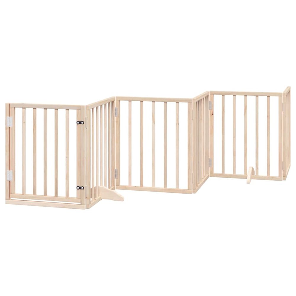 Barrière pour chien avec porte pliable 6 panneaux 300 cm bois de peuplier