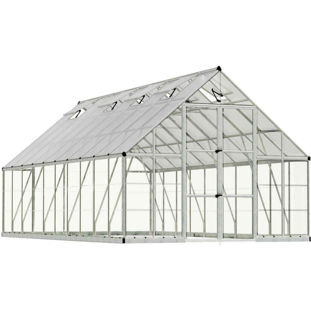 Serre de jardin en aluminium argent et polycarbonate balance 18. 4m²