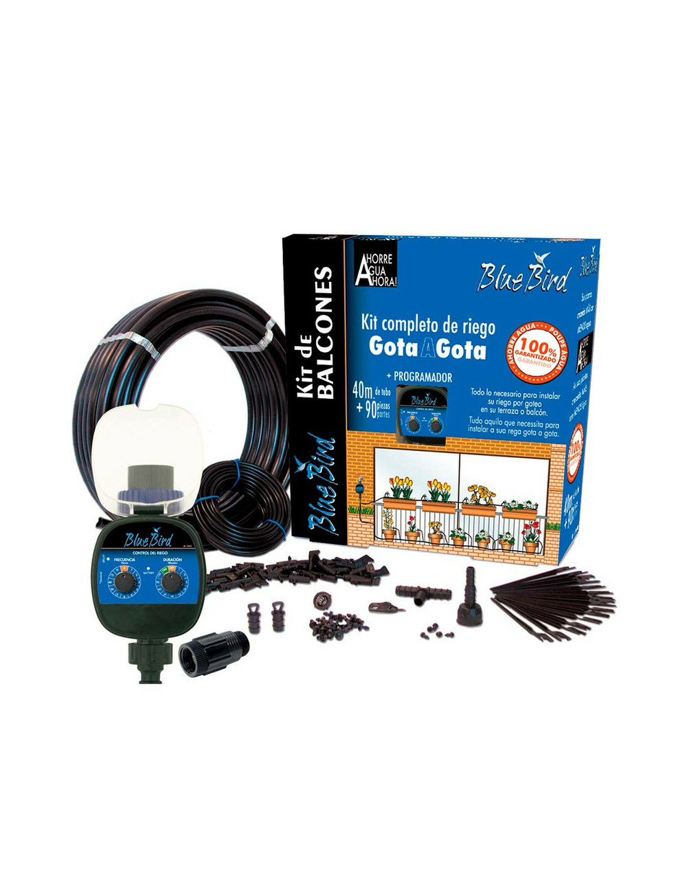 Kit d'arrosage goutte-à-goutte avec programmateur blue bird