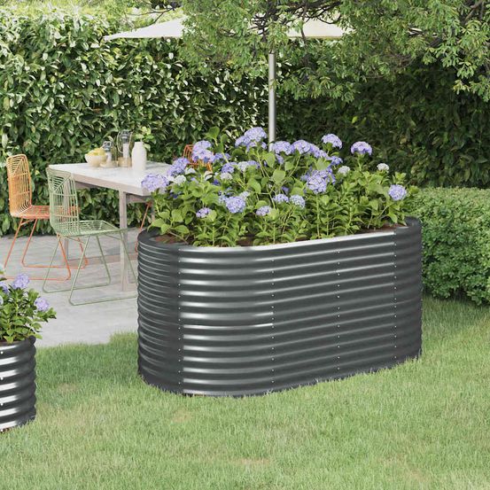 Jardinière haute ovale acier galvanisé anthracite 152x80x68 cm