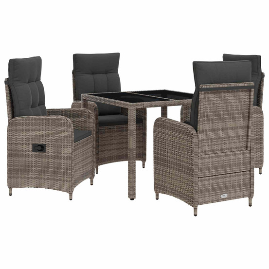 Ensemble de repas extérieur 5 pcs gris clair et gris foncé