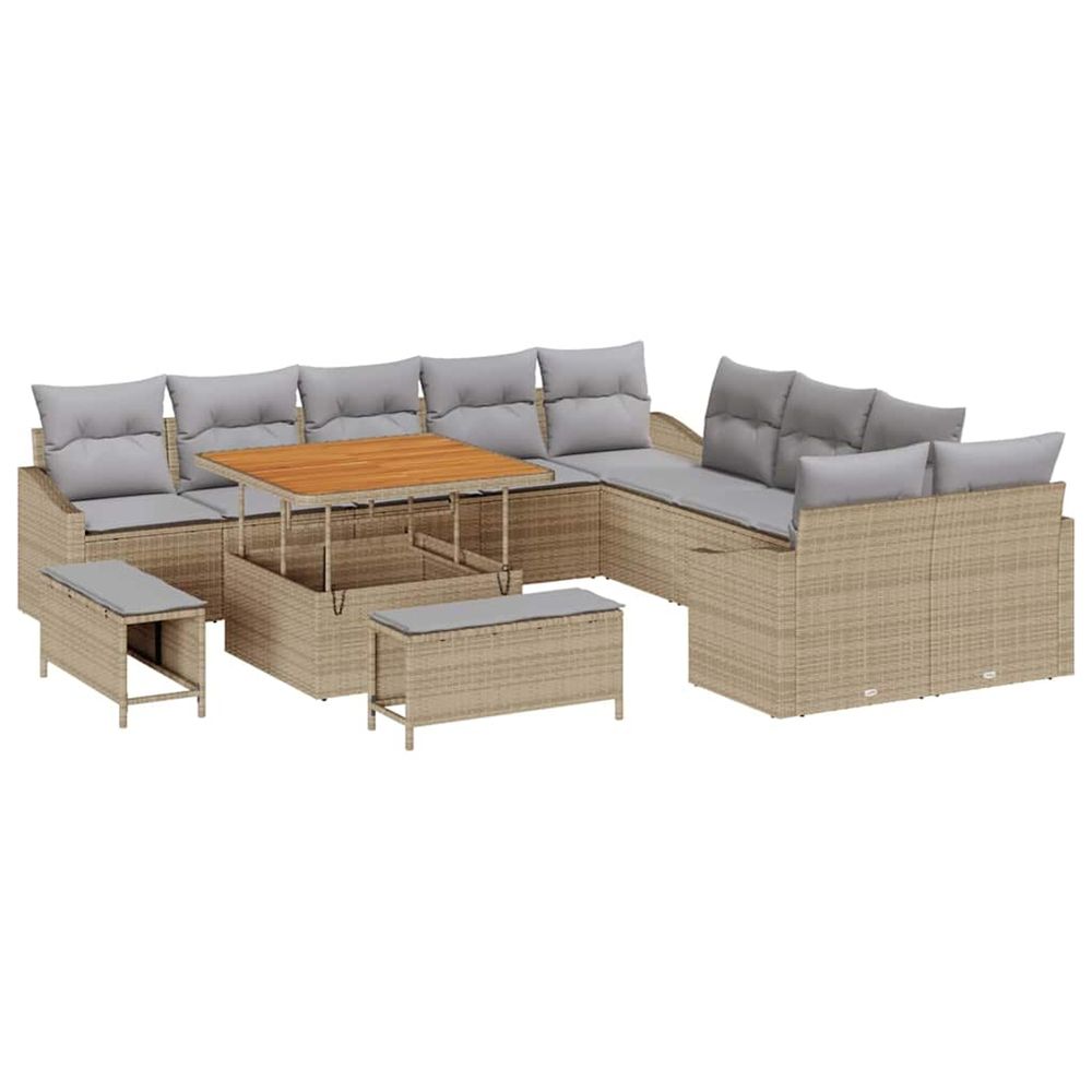 Ensemble de canapé de jardin 13 pc beige polyrotin