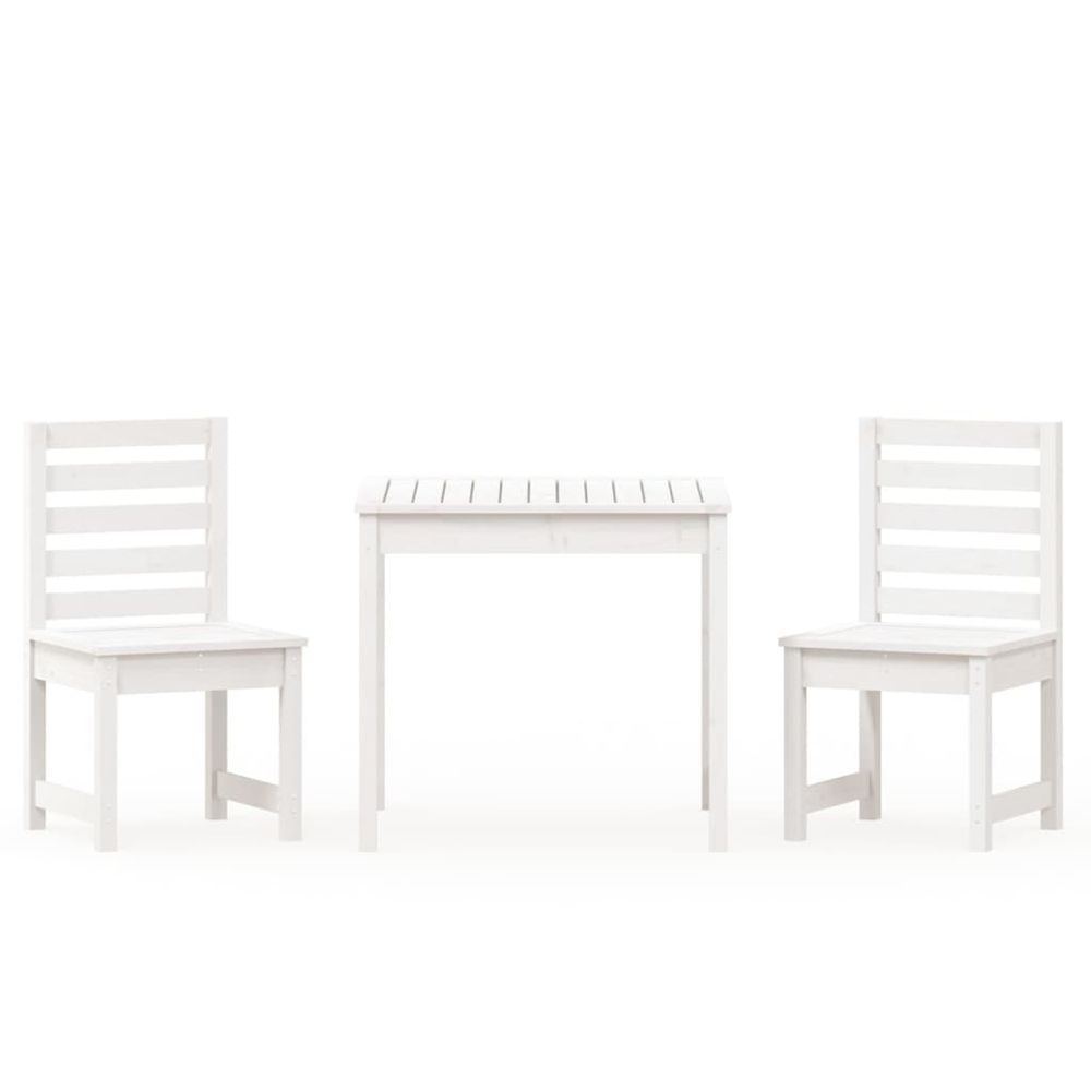 Ensemble de bistrot de jardin 3 pcs blanc bois de pin massif