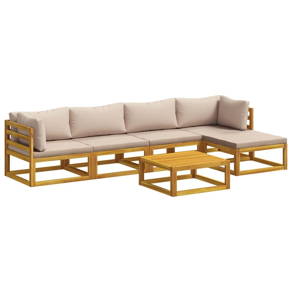 Ensemble de canapés 6 pc naturel bois d'acacia massif