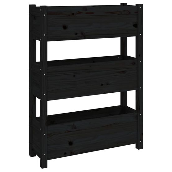 Jardinière noir 77x25x104,5 cm bois massif de pin