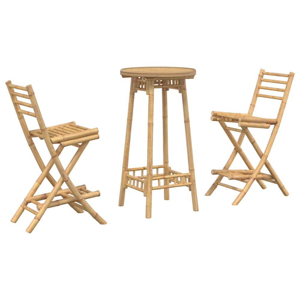 Ensemble de bar d'extérieur pliable en bambou 3 pcs