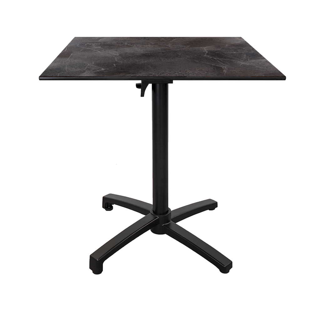 Table pliable pour terrasse en compact hpl décor dark 70x70