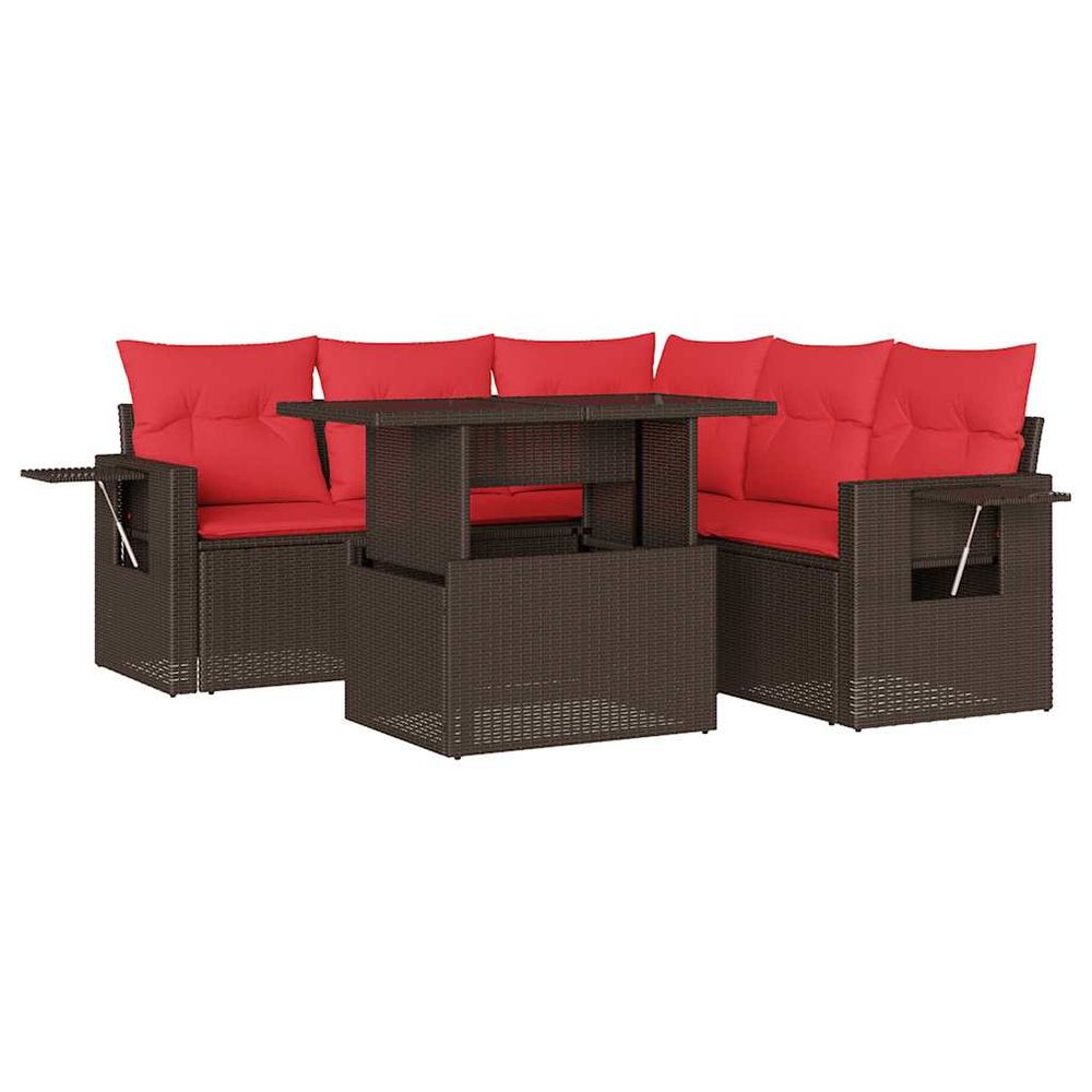 Ensemble de canapé de jardin 6 pcs avec coussins marron