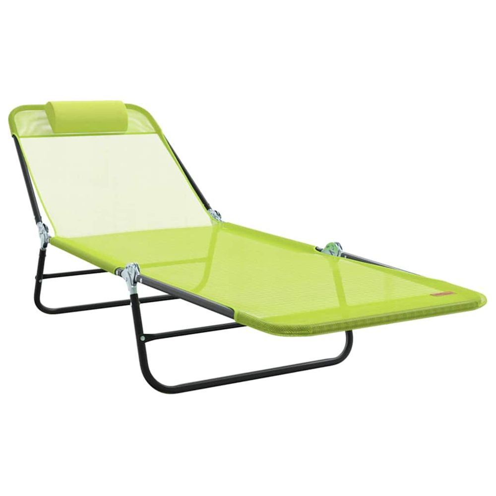 Chaise longue pliante vert 182 x 55 x 85,5 cm textilène bain de soleil