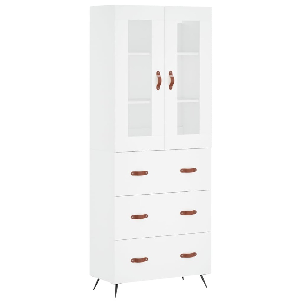 Buffet bahut commode armoire meuble de rangement organisateur cuisine salle de séjour salon haut 69,5 x 34 x 180 cm bois d'in