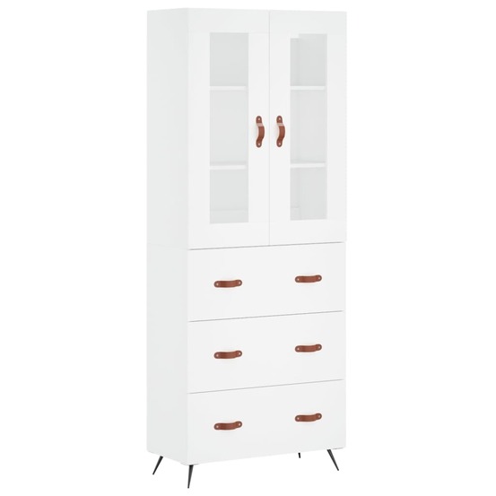 Buffet bahut commode armoire meuble de rangement organisateur cuisine salle de séjour salon haut 69,5 x 34 x 180 cm bois d'in
